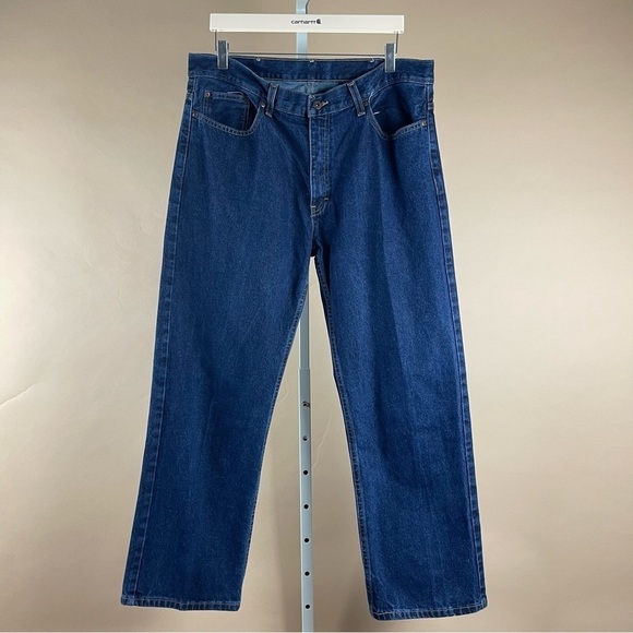 Faded Glory Men's 36 X 30 Straight Leg Rugged Dark Wash Jeans Outdoor Farm Chore - Picture 1 of 5